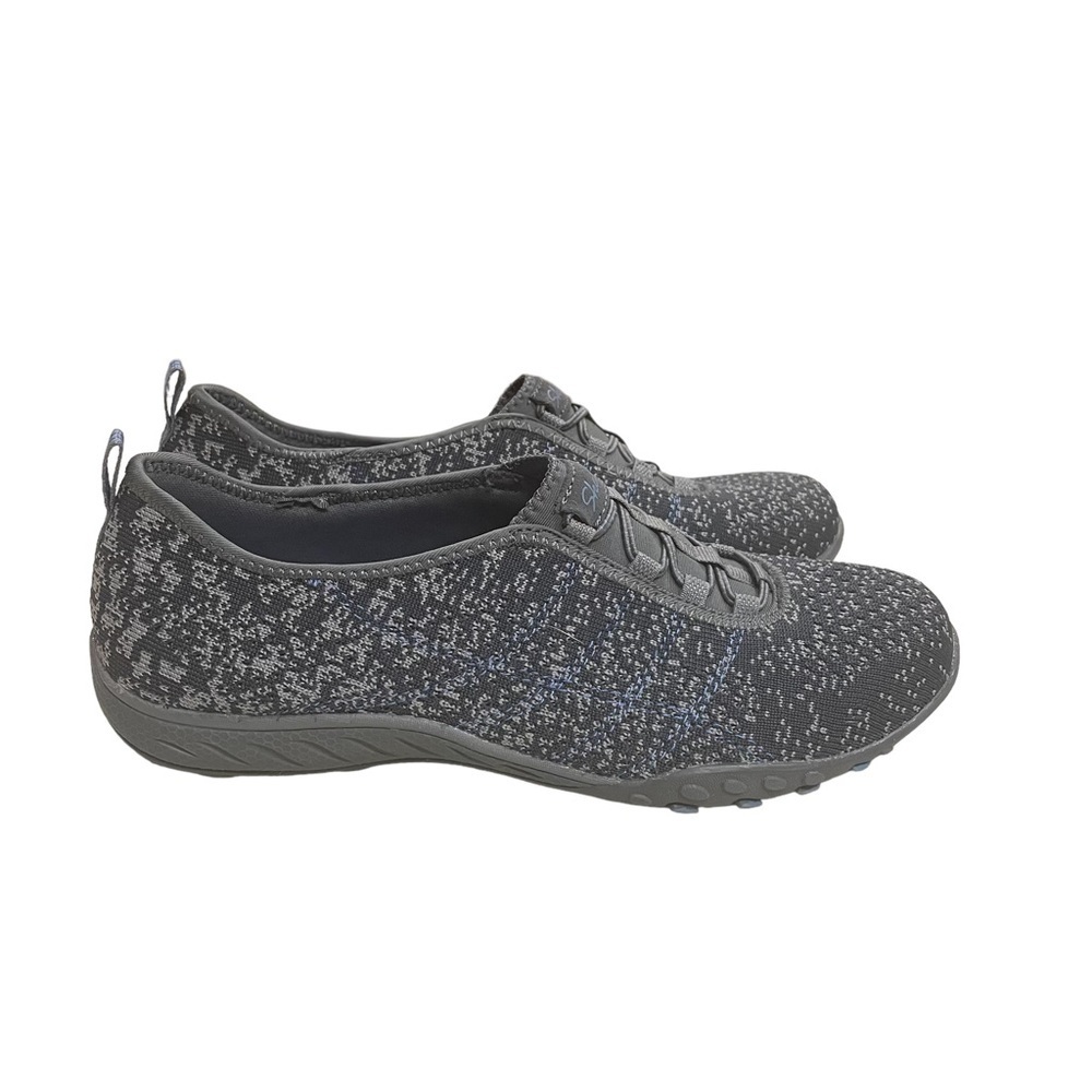 SKECHERS Breathe Easy Relaxed Fit Blue Gray Slip On Casual Shoes Size 8